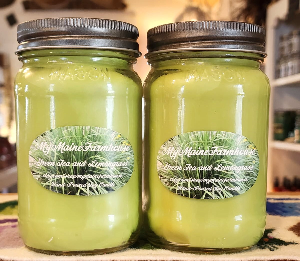 Green Tea & Lemongrass Soy Candle – Fresh Citrus & Calming Spa Scent