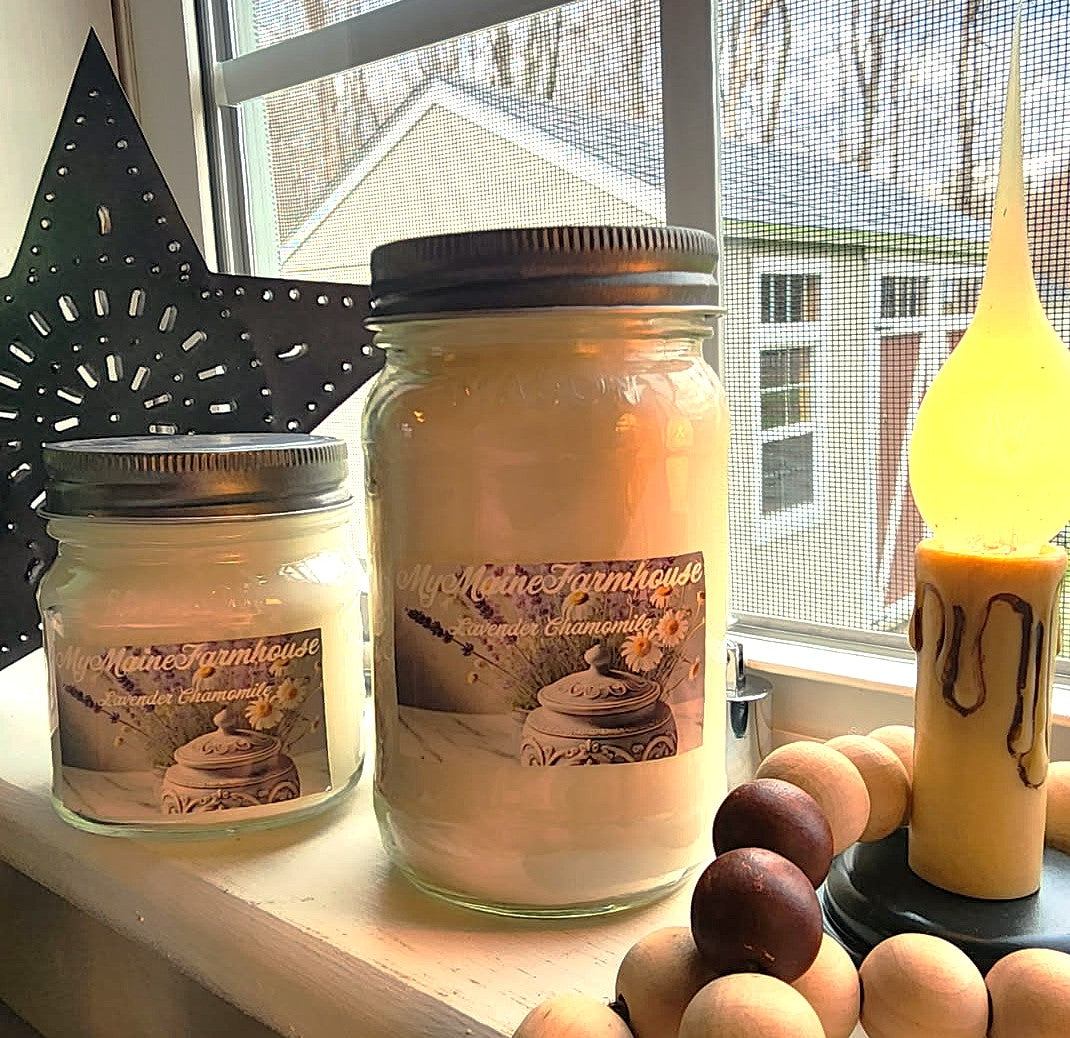 Lavender Chamomile Soy Candle | Calming Floral Herbal | Hand-Poured in Maine