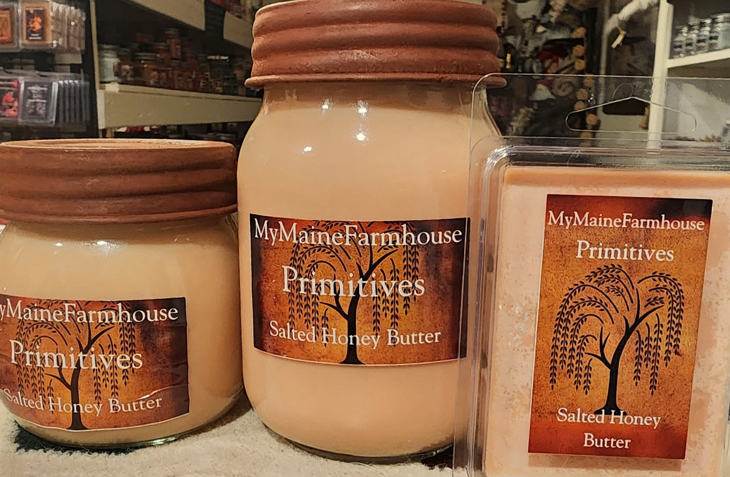 Salted Honey Butter Soy Candle Sweet Creamy Bakery Scent Primitive Farmhouse Candle Hand-Poured in Maine