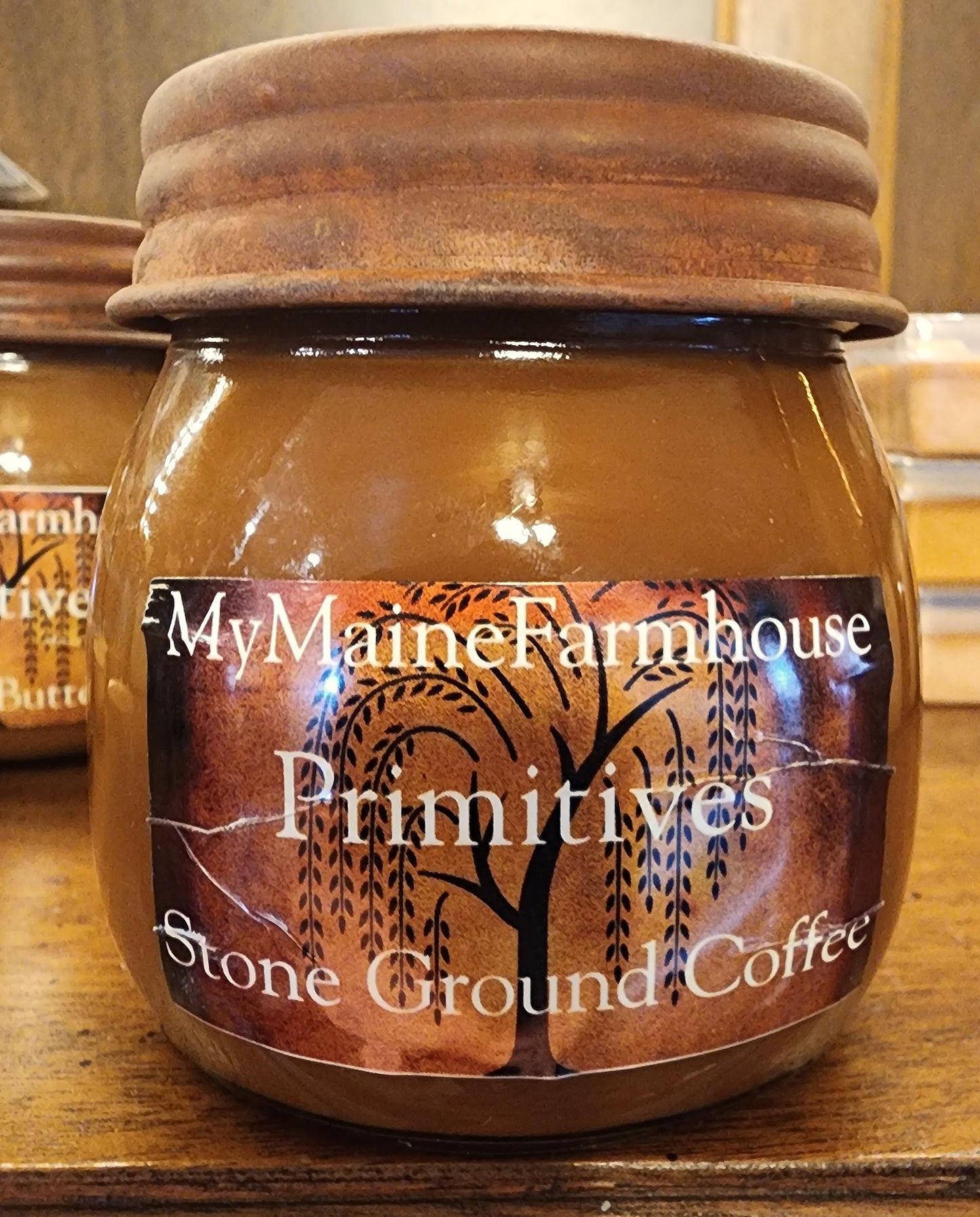 Stone Ground Coffee Soy Candle – Rich Fresh Brewed Coffee Cozy Scent Primitive