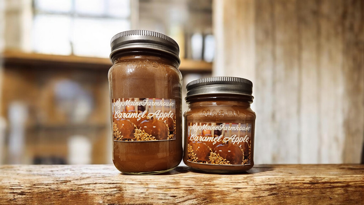 Caramel Apple Soy Candle – Sweet Buttery Caramel & Crisp Apple Cozy Scent