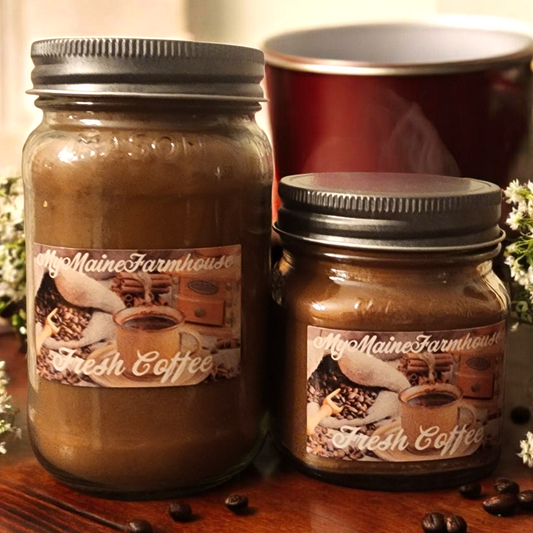 Fresh Coffee Soy Candle Rich Roasted Coffee Scent Cozy Kitchen Candle Hand-Poured in Maine