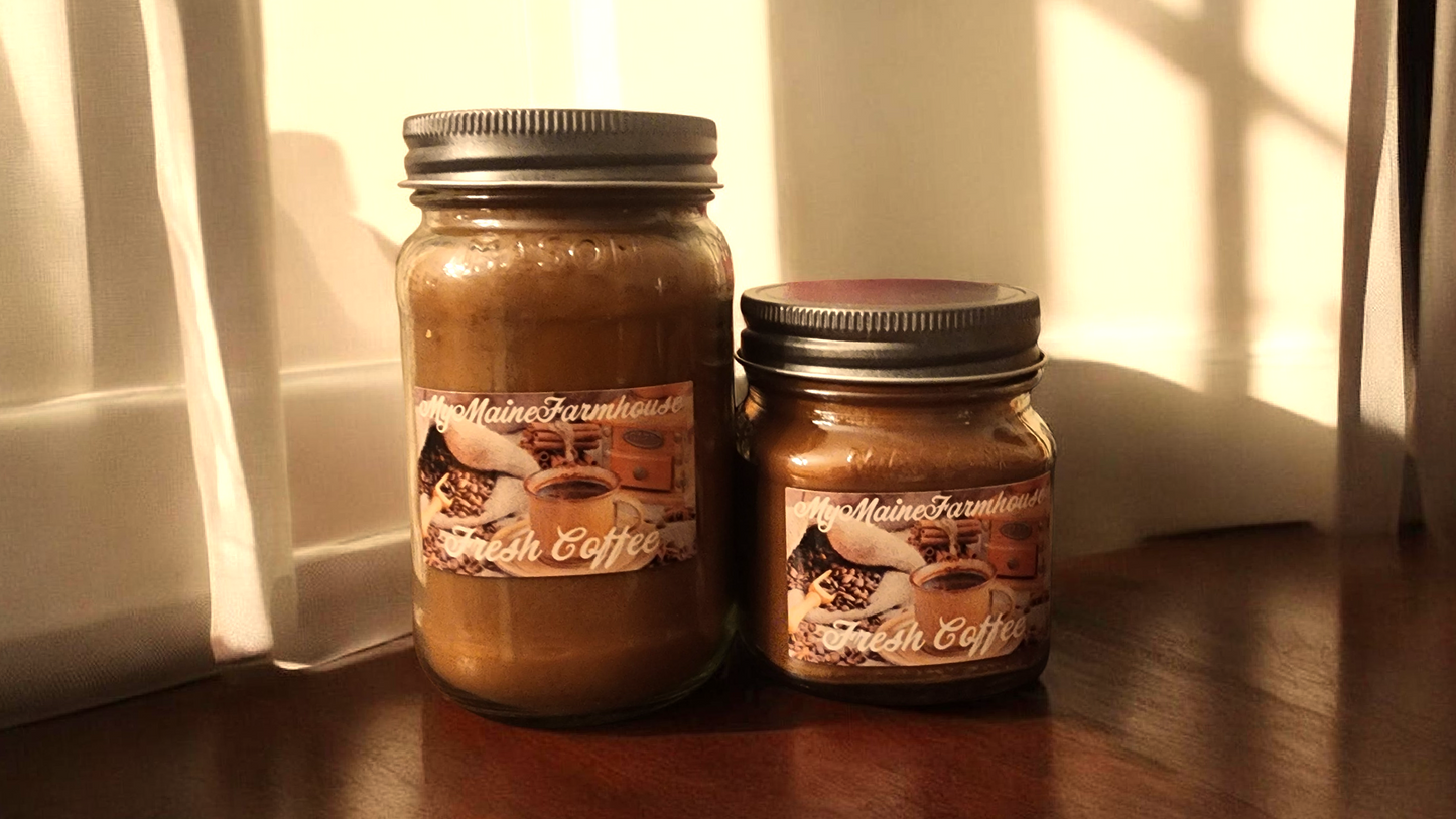 Fresh Coffee Soy Candle Rich Roasted Coffee Scent Cozy Kitchen Candle Hand-Poured in Maine