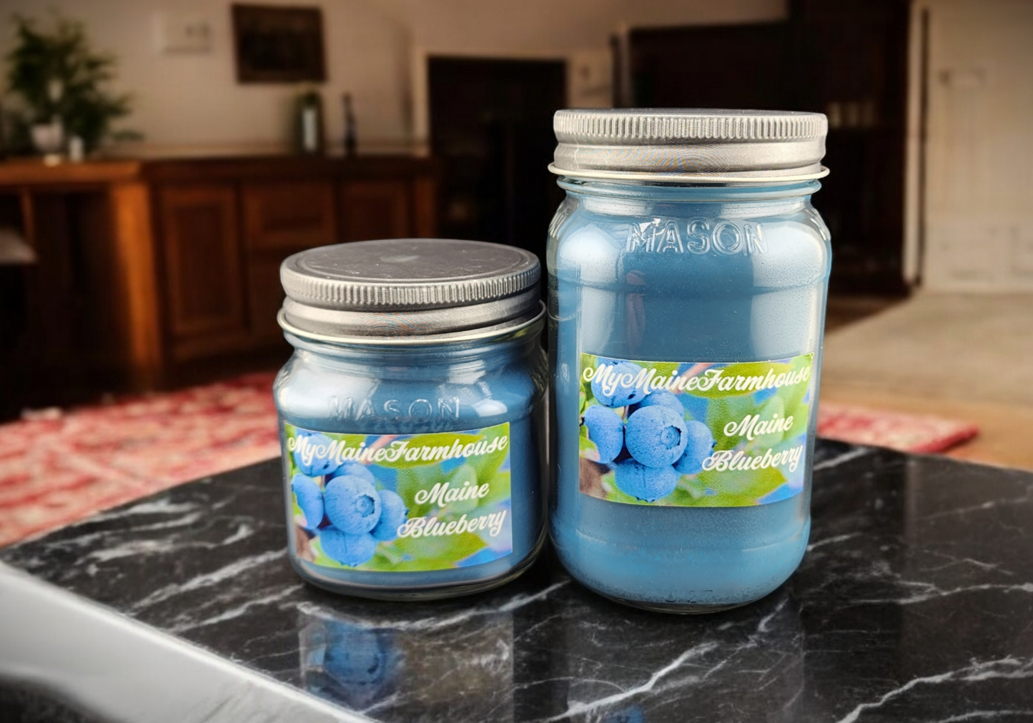 Maine Blueberry Soy Candle Sweet Wild Blueberry Scent Fresh Fruit Candle Hand-Poured in Maine