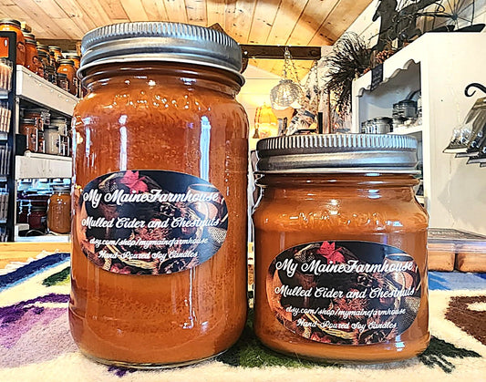 Mulled Cider & Chestnuts Soy Candle – Warm Spiced Apple & Roasted Nut Cozy Scent