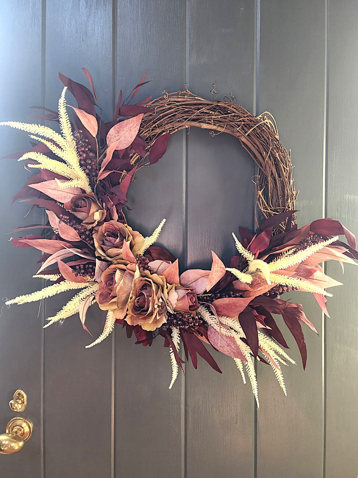 Romantic Moody Farmhouse Wreath – Autumn Floral Wreath
