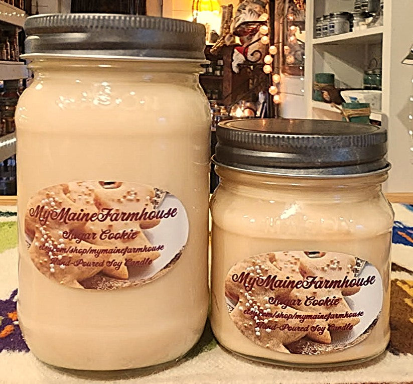 Sugar Cookie Soy Candle Sweet Vanilla Bakery Scent Warm Homemade Cookie Candle Hand-Poured in Maine