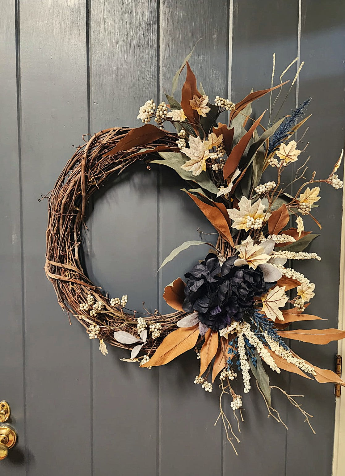 The Last Garden Wreath | Moody Fall Grapevine Wreath | Autumn Farmhouse Front Door Decor