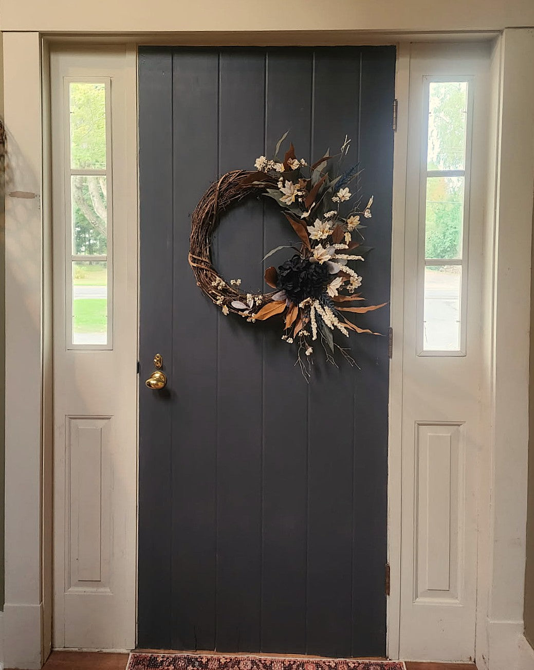 The Last Garden Wreath | Moody Fall Grapevine Wreath | Autumn Farmhouse Front Door Decor