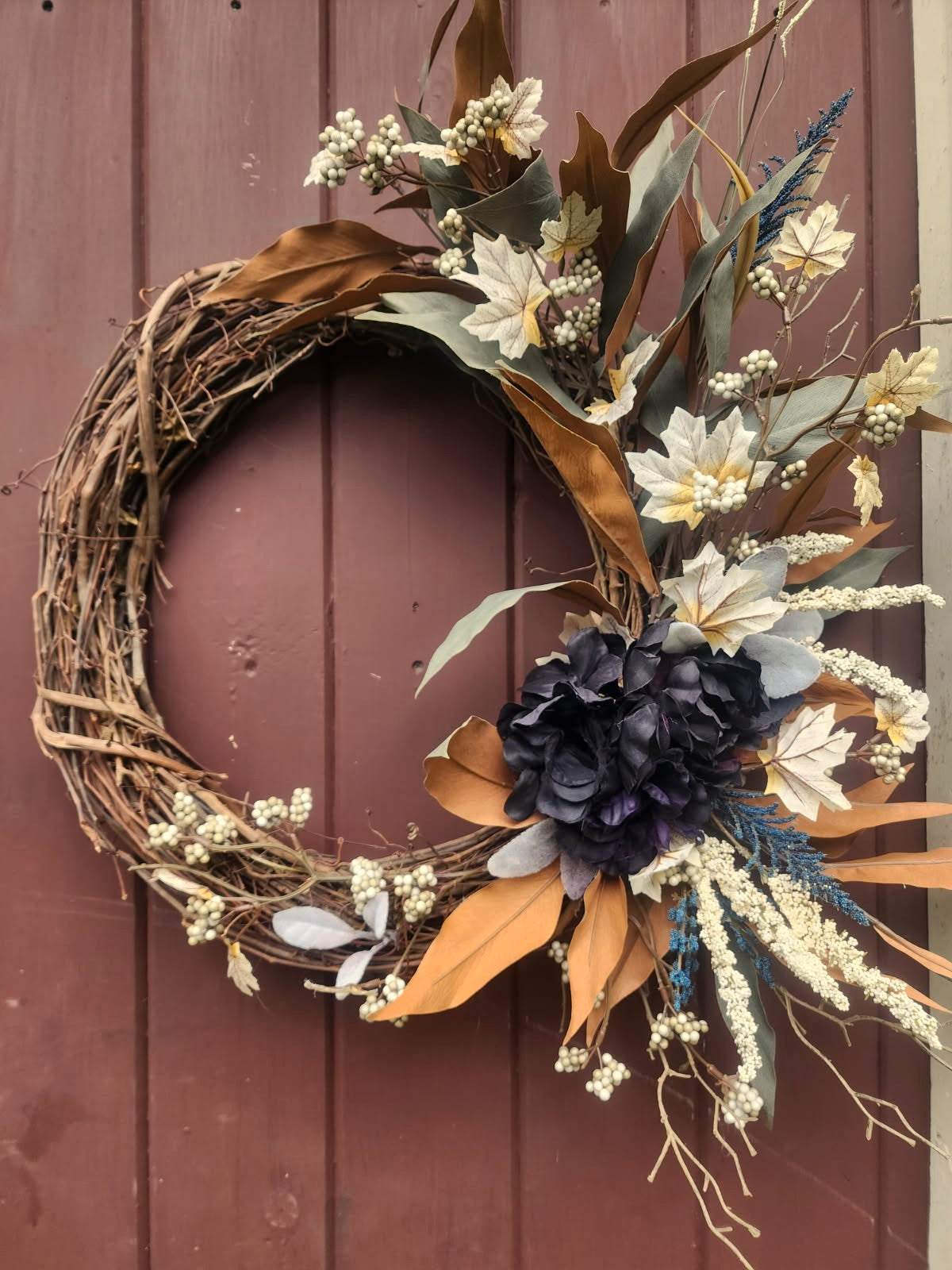 The Last Garden Wreath | Moody Fall Grapevine Wreath | Autumn Farmhouse Front Door Decor