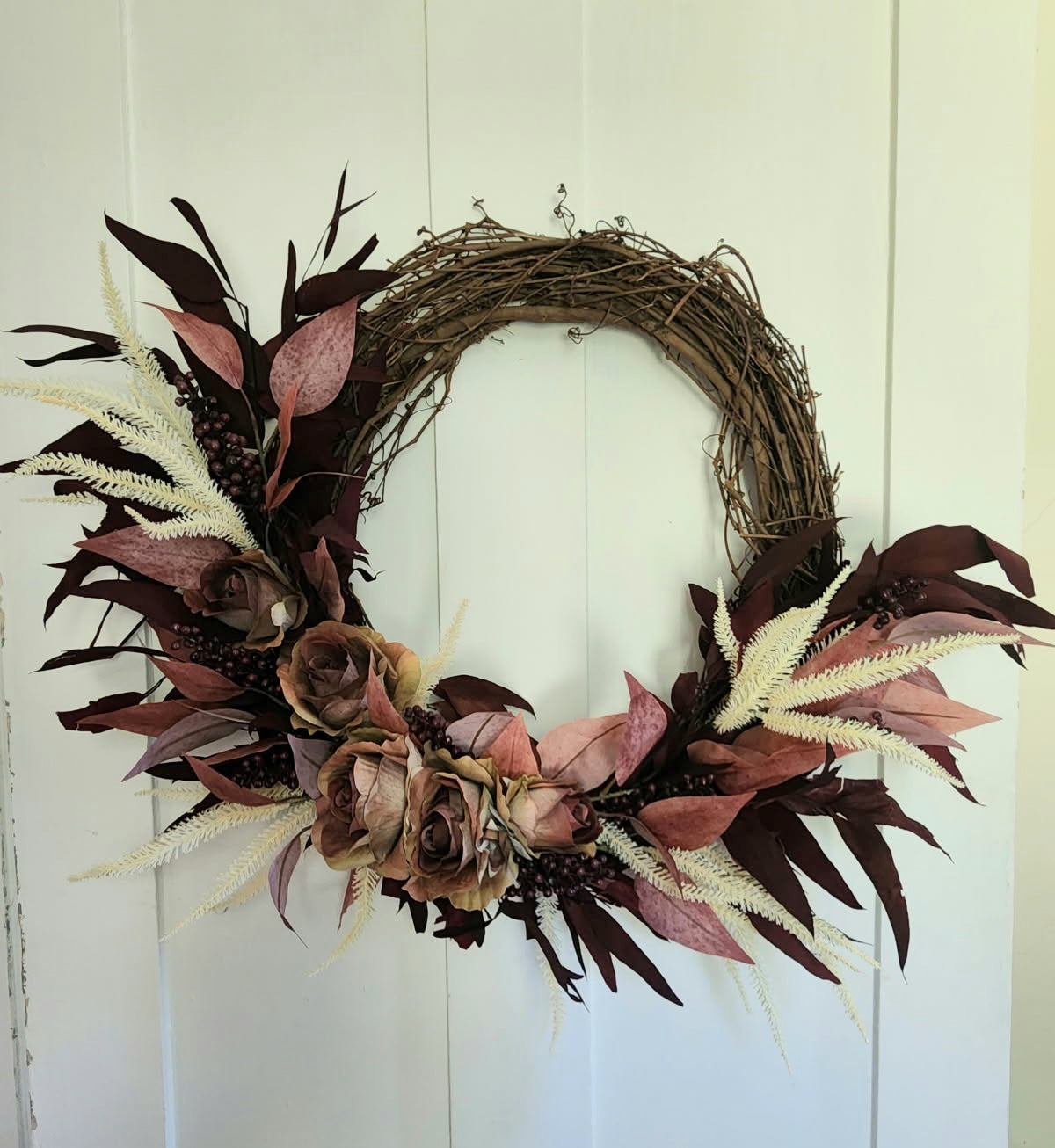 Romantic Moody Farmhouse Wreath – Autumn Floral Wreath